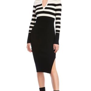 $70 NWT Bailey 44 Candice Cable Knit Knee Sweaterdress in M Black/White sz M
